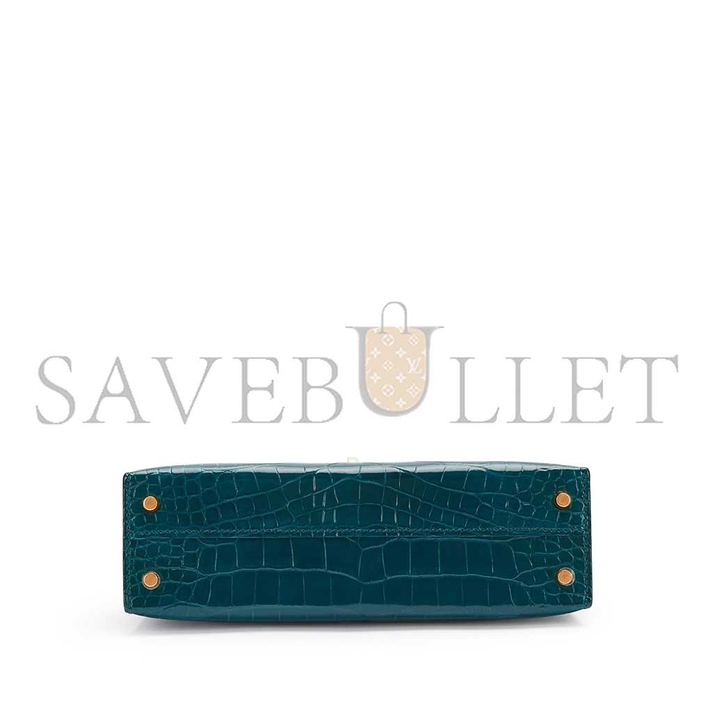 H**mes master ore shiny alligator mini kelly ii gold hardware (19*12*5.5cm)